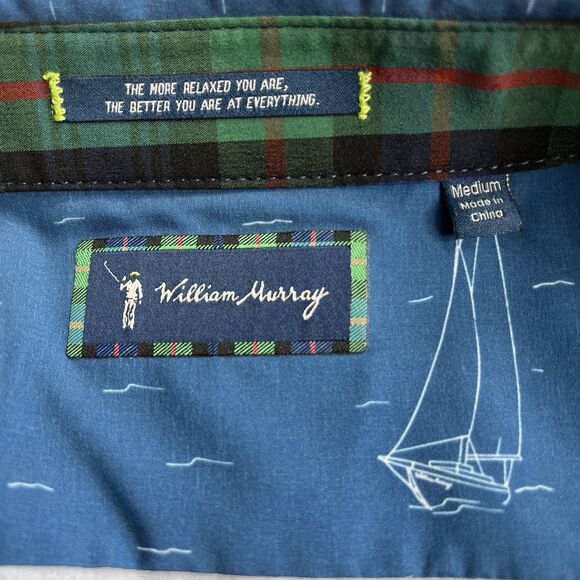 William Murray Mens M Golf Performance Button Down Shirt Sailboat Nautical - Picture 7 of 11